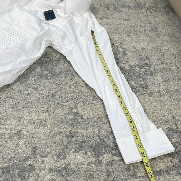 NWT David Donahue Trim Fit 18 Pleated Bib Front Formal Shirt White Sz 17.5 - Picture 10 of 13